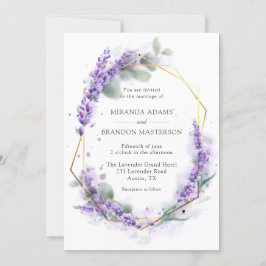 Invitation Rustique Boho Lavender Floral Mariage élégant