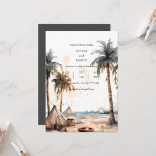 Invitation Rustique Boho Palm Coastal Paysage Plage Mariage