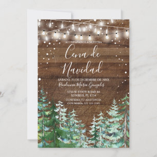 Invitation Rustique Bois Cena De Navidad Pins de Noël Christm