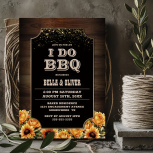 Invitation Rustique Bois Floral I Do BQ Engagement Party