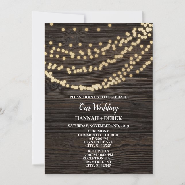 INVITATION RUSTIQUE - BOIS & OR (Devant)