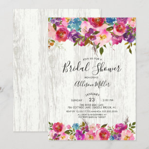 Invitation Rustique Bois Ressort Floral Douche nuptiale Invit