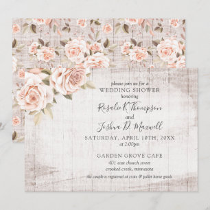 Invitation Rustique Bois Romantique Roses Couple Wedding show