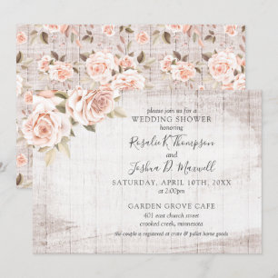 Invitation Rustique Bois Romantique Roses Couple Wedding show
