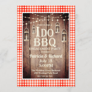 Invitation Rustique Bois Rouge En vichy Je fais Fiançailles B