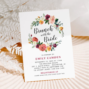 Invitation Rustique Bourgogne Automne Floral Wreath Bridal Br