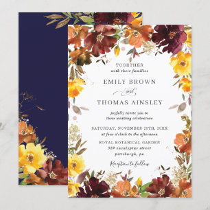 Invitation Rustique Bourgogne Orange Jaune Mariage de automne