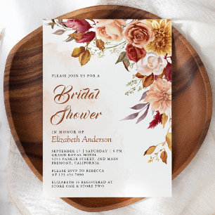 Invitation Rustique Bourgogne Terracotta Fête des mariées flo