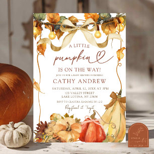 Invitation Rustique Bow Coquette citrouille baby shower invit