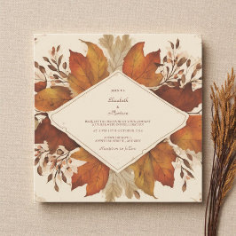 Invitation Rustique Brown Beige Brûlé Orange Floral Automne