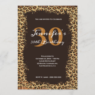 Invitation Rustique Brown Leopard Burlap Grunge 30e anniversa