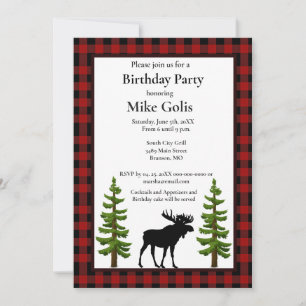 Invitation Rustique Buffalo à carreaux avec anniversaire de l