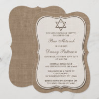 Rustique Burlap Étoile Juive De David Bar Mitzvah