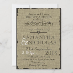 Invitation Rustique Burlap Look Mariage