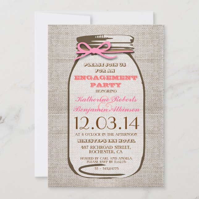 Invitation Rustique Burlap Mason Jar (Devant)