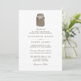 Invitation Rustique Burlap Mason Jar Mariage
