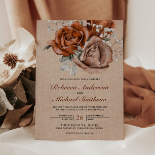 Invitation Rustique Burlap Orange Brûlé Rose Terracotta Maria