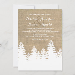 Invitation Rustique Burlap Pine Trees Hiver Mariage Invitatio
