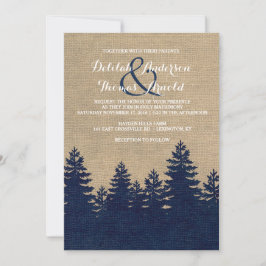 Invitation Rustique Burlap Pine Trees Hiver Mariage Invitatio