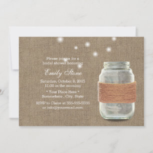Invitation Rustique Burlap Twine & Mason Jar Fête des mariées
