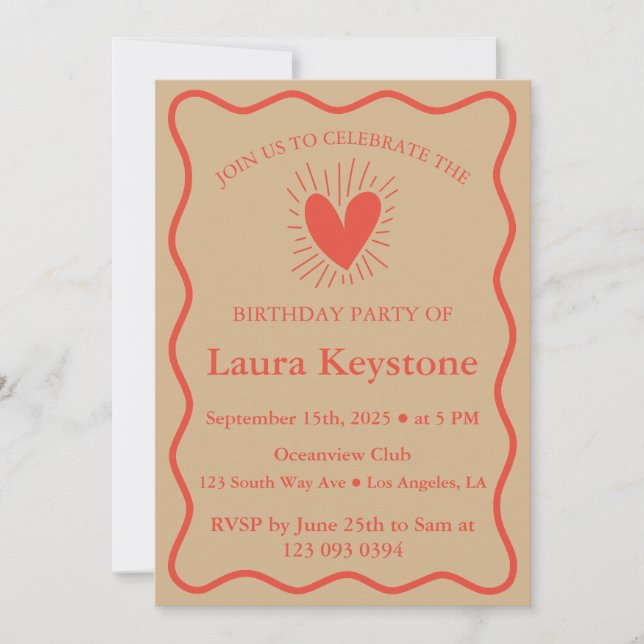 Invitation Rustique Burnt Terracotta & Tan Anniversaire (Devant)