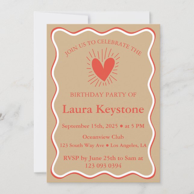 Invitation Rustique Burnt Terracotta, Tan & White Anniversair (Devant)