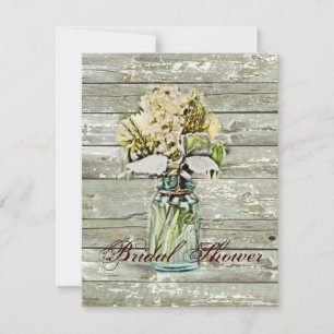 Invitation rustique campagne fleurie mason jar douche nuptial