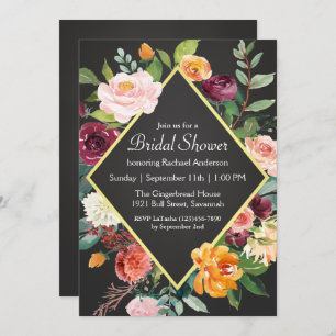 Invitation Rustique Chalkboard Floral Bridal