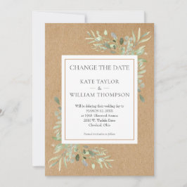 Invitation Rustique Changer la date Aquarelle Vert