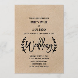 Invitation Rustique Chic Faux Kraft Mariage de calligraphie