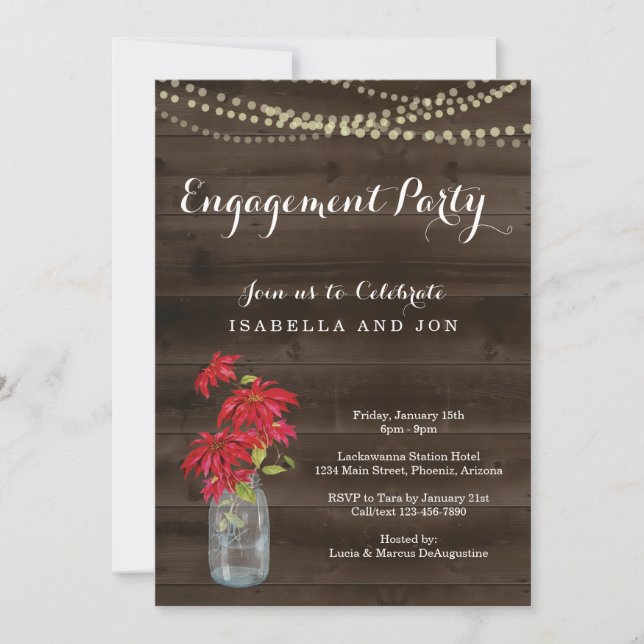 Invitation Rustique Christmas Engagement Party (Devant)