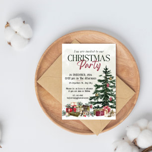 Invitation Rustique Christmas Tree Party