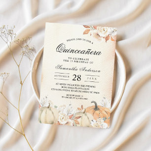 Invitation Rustique Citrouilles et fleurs d'automne