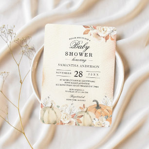 Invitation Rustique Citrouilles et fleurs d'automne