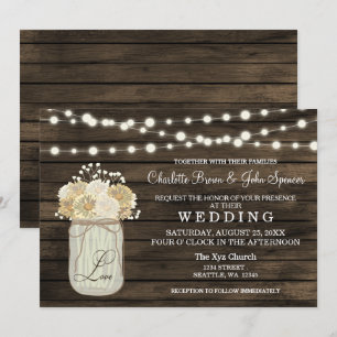 Invitation Rustique Country Mason Jar Daisy Grange Mariage en