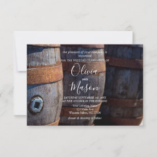 Invitation Rustique Country Vineyard Barrel Mariage Card