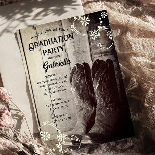 Invitation Rustique Cowboy Boot Western Graduation Party