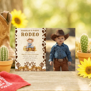 Invitation Rustique Cowboy Premier Rodéo 1er Anniversaire Pho