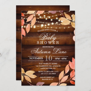 Invitation rustique de baby shower de feuille
