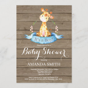 Invitation rustique de baby shower de girafe de