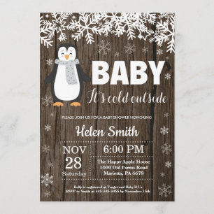 Invitation rustique de baby shower d'hiver de