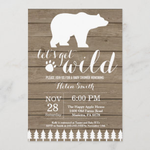 Invitation rustique de baby shower d'ours blanc