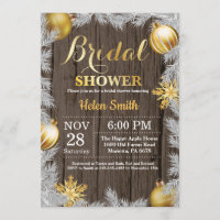Invitation rustique de Fête de la mariée de Noël