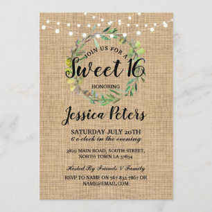 Invitation rustique de guirlande de vert de toile