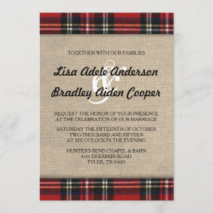 Invitation rustique de mariage campagnard de toile