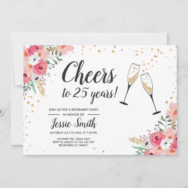 Invitation rustique de partie de retraite florale (Devant)