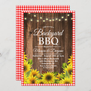 Invitation rustique de tournesol de BBQ de jardin