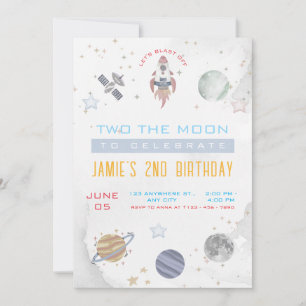 Invitation Rustique Deux La Lune Extérieure Partie Anniversai