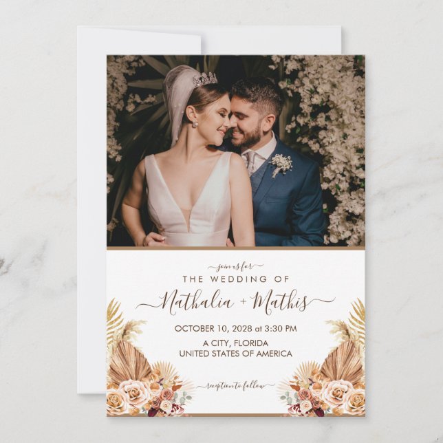 Invitation Rustique élégant moderne avec Mariage photo  (Devant)