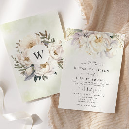 Invitation Rustique Elégant Verdure Blanc Floral Mariage